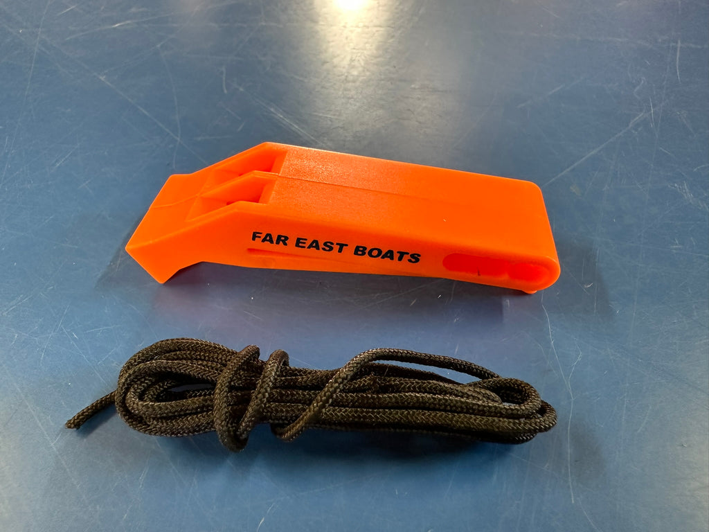 Pea-less plastic whistle with lanyard and clip Far East
