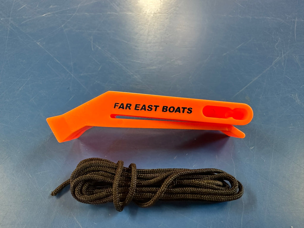 Pea-less plastic whistle with lanyard and clip Far East